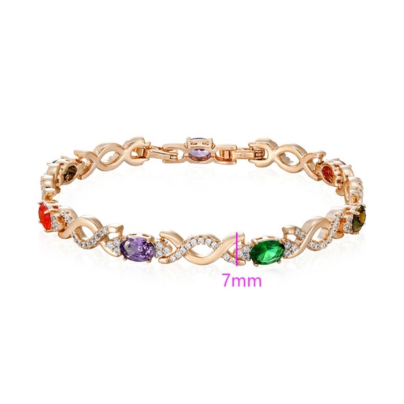 Tennis Bracelet | CZ Stone Wristband | 18K Gold Plated Luxury Jewelry - Picture 5 of 14